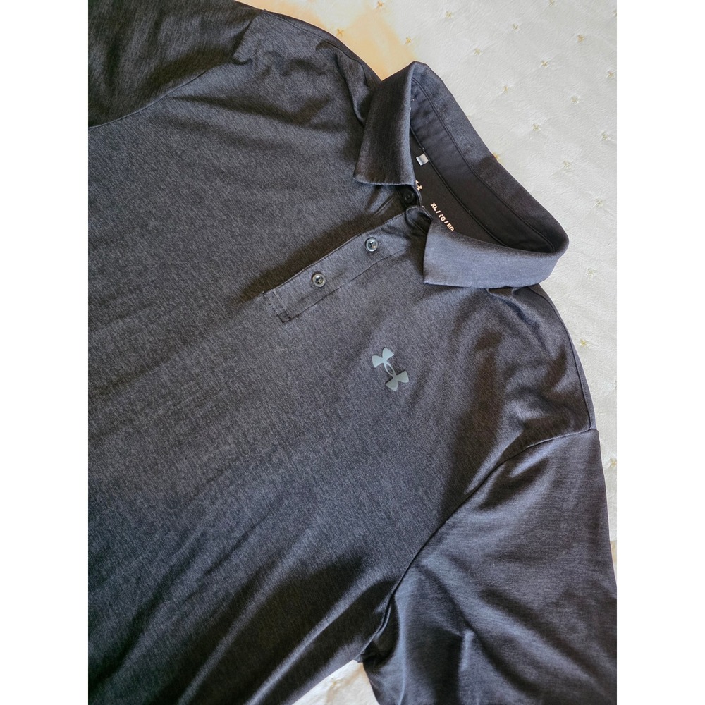 Under Armour Mens XL Gray Heathered Performance Golf Polo Shirt Short Sleeve
